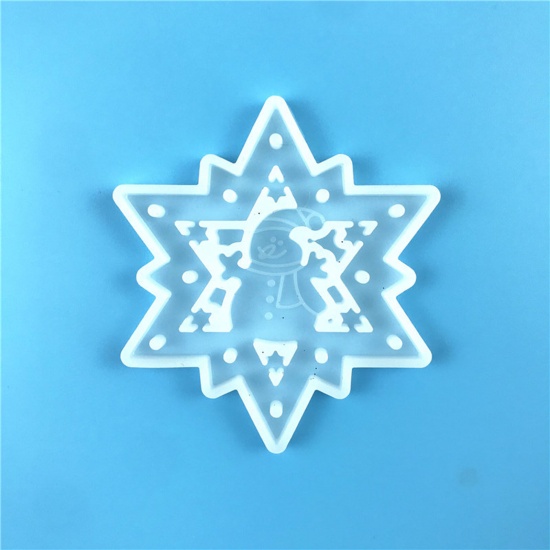 Bild von Silikon Gießform Stern Weihnachten Schneemann Weiß 8.5cm x 7.5cm, 1 Stück