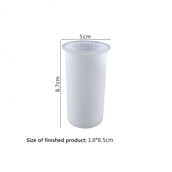 シリコーン型 シリコンモールド 3Dアートデモールド ハンドメイドキャンドル 円筒形 白 8.7cm x 5cm、 1 個 の画像