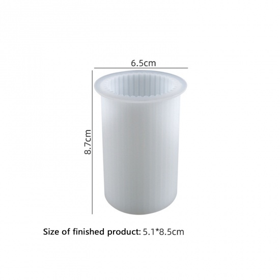 シリコーン型 シリコンモールド 3Dアートデモールド ハンドメイドキャンドル 円筒形 白 8.7cm x 6.5cm、 1 個 の画像