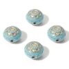 Picture of Acrylic Retro Beads Lake Blue Metallic Round Flower About 13mm Dia., Hole: Approx 1.5mm, 10 PCs