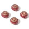 Picture of Acrylic Retro Beads Fuchsia Metallic Round Flower About 13mm Dia., Hole: Approx 1.5mm, 10 PCs
