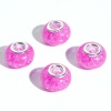 Picture of Resin European Style Large Hole Charm Beads Fuchsia Round Crackle 14mm Dia., Hole: Approx 4.6mm, 20 PCs