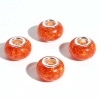 Picture of Resin European Style Large Hole Charm Beads Orange-red Round Crackle 14mm Dia., Hole: Approx 4.6mm, 20 PCs