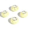 Picture of Resin European Style Large Hole Charm Beads Lemon Yellow Round Crackle 14mm Dia., Hole: Approx 4.6mm, 20 PCs