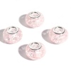 Picture of Resin European Style Large Hole Charm Beads Pink Round Crackle 14mm Dia., Hole: Approx 4.6mm, 20 PCs