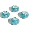 Picture of Resin European Style Large Hole Charm Beads Peacock Green Round Crackle 14mm Dia., Hole: Approx 4.6mm, 20 PCs