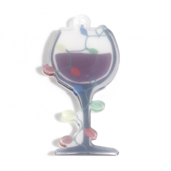 Bild von Acryl Weihnachten Anhänger Weinglas Bunt 3.9cm x 2cm, 5 Stück