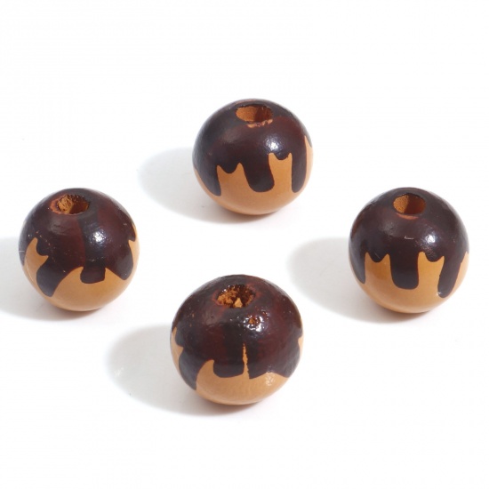 Imagen de Madera Hinoki Espaciador Cuentas Ronda Caqui Dónuts Patrón Aprox 16mm Dia, Agujero: Aprox 4mm, 20 Unidades
