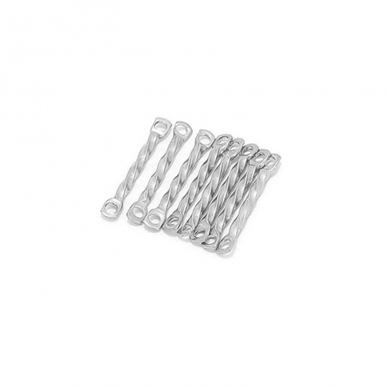 Bild von 304 Edelstahl Ohrring Einzelteil Geflochten Silberfarbe 15mm x 1.2mm, 10 Stück