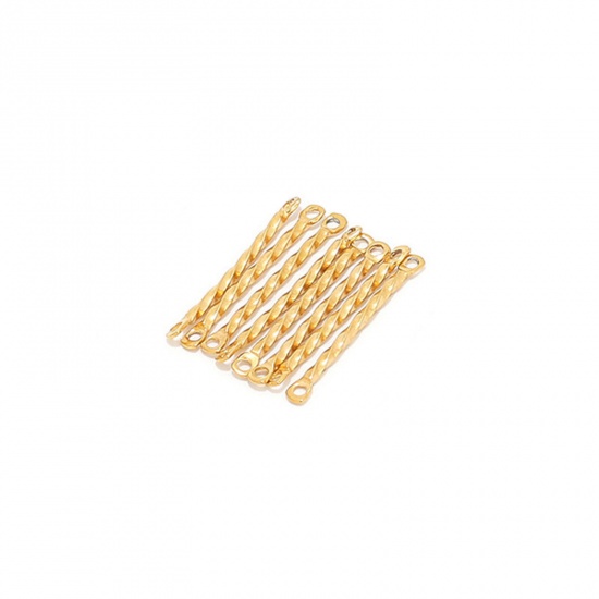 Bild von 304 Edelstahl Ohrring Einzelteil Geflochten Vergoldet 20mm x 1.2mm, 10 Stück