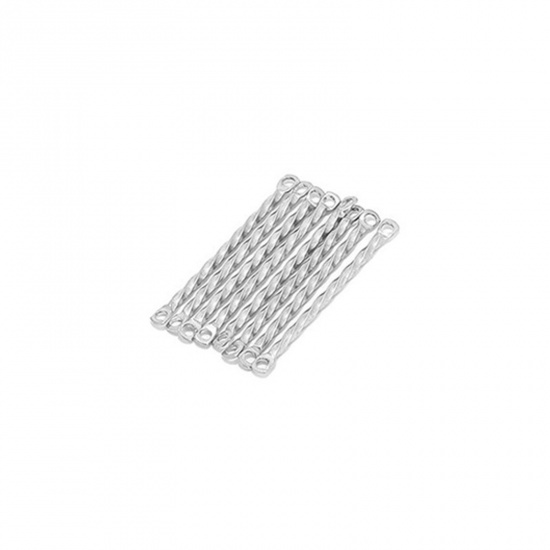Bild von 304 Edelstahl Ohrring Einzelteil Geflochten Silberfarbe 25mm x 1.2mm, 10 Stück