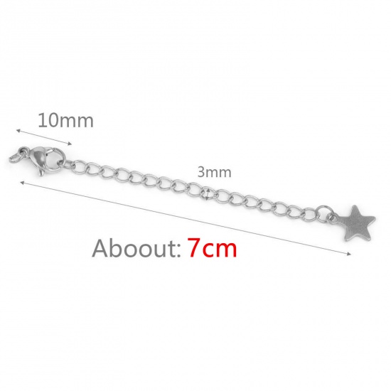 Bild von 304 Edelstahl Verlängerungskette Extender Kette Für Halskette oder Armband Silberfarbe Pentagramm Stern 7cm lang, 5 Strange