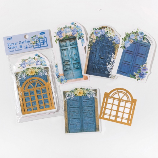 Bild von PET DIY Scrapbook Sticker Aufkleber Blau Fenster 16.5cm x 8.5cm, 1 Set ( 15 Stück/Set)