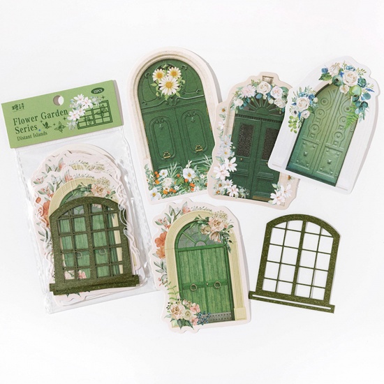 Bild von PET DIY Scrapbook Sticker Aufkleber Grün Fenster 16.5cm x 8.5cm, 1 Set ( 15 Stück/Set)