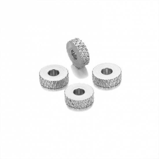 Bild von 304 Edelstahl Perlen Flachrund Silberfarbe 6mm x 2mm, 10 Stück