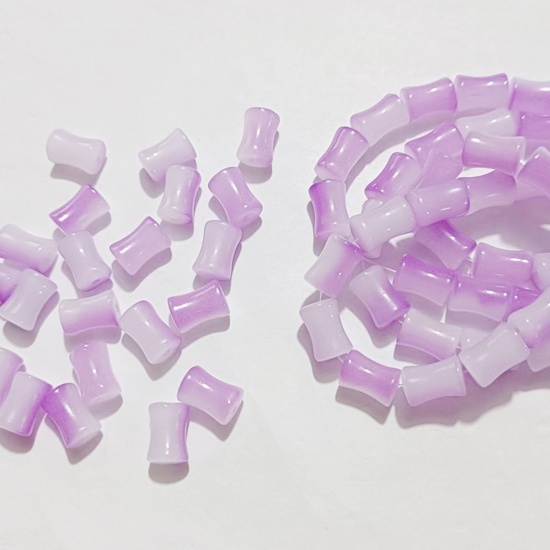Imagen de Cuentas Vidrio Murano de De forma Bambú , Púrpura 12mm x 8.5mm, Agujero: acerca de 1.2mm, 100 Unidades