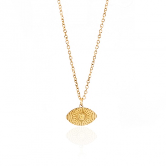 Immagine di Acciaio al titanio Squisito Collana Oro Placcato Occhi 40cm Lunghezza, 1 Pz