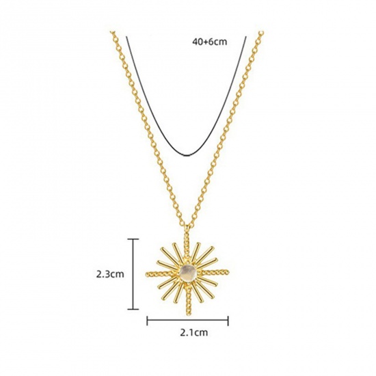 Immagine di Acciaio al titanio Squisito Collana Oro Placcato Sole 40cm Lunghezza, 1 Pz