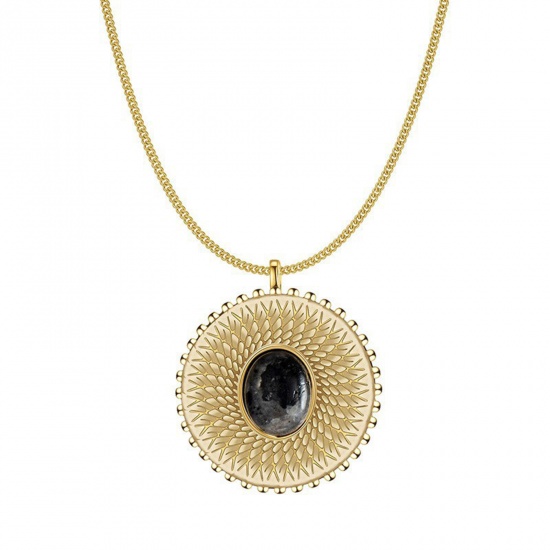 Immagine di Acciaio al titanio Squisito Collana Oro Placcato Nero Tondo 41cm Lunghezza, 1 Pz