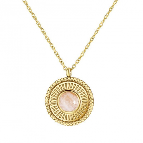 Immagine di Acciaio al titanio Squisito Collana Oro Placcato Rosa Chiaro Tondo 40cm Lunghezza, 1 Pz