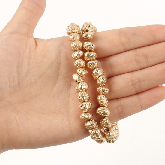 Bild von Lavagestein （ Synthetisch ） Perlen Unregelmäßig 14K Gold Plattiert ca. 6mm D., 1 Strang (ca. 64 Stück/Strang)