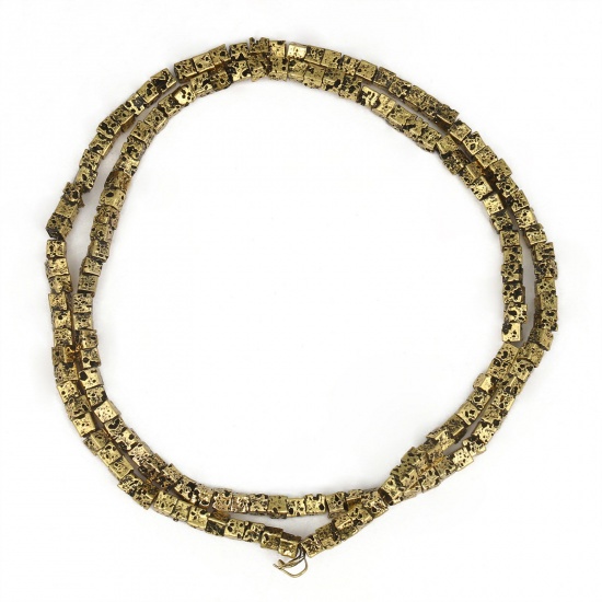 Bild von Lavagestein （ Synthetisch ） Perlen Quadrat Antik Bronze ca. 3mm D., 1 Strang (ca. 112 Stück/Strang)