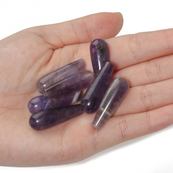 Bild von Amethyst ( Natur ) Zwischenperlen Spacer Tropfen Lila ca. 30mm x 10mm, 2 Stück
