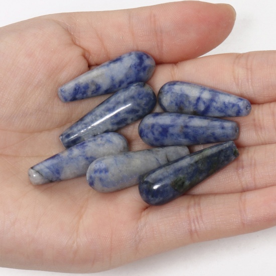 Bild von Sodalith ( Natur ) Zwischenperlen Spacer Tropfen Blau ca. 30mm x 10mm, 2 Stück