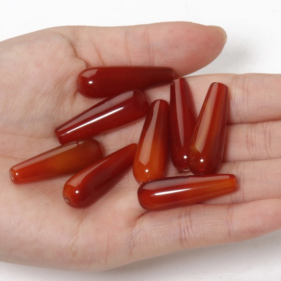 Bild von Achat ( Natur ) Zwischenperlen Spacer Tropfen Rot ca. 30mm x 10mm, 2 Stück
