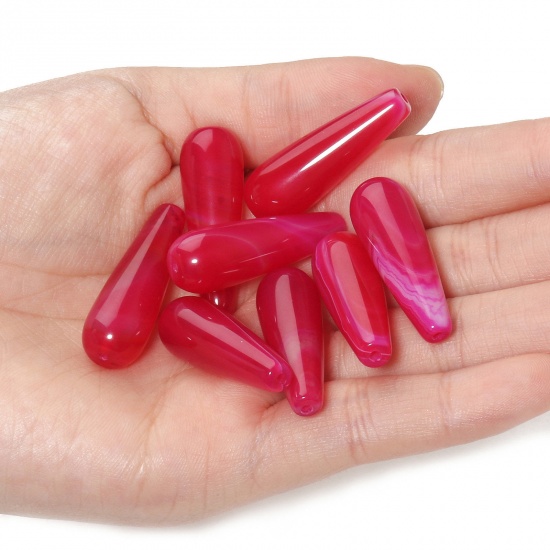 Bild von Achat ( Natur ) Zwischenperlen Spacer Tropfen Fuchsie ca. 30mm x 10mm, 2 Stück