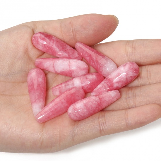 Bild von Stein ( Natur ) Zwischenperlen Spacer Tropfen Rosa ca. 30mm x 10mm, 2 Stück