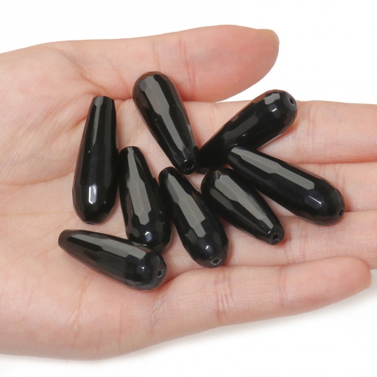 Bild von Achat ( Natur ) Zwischenperlen Spacer Tropfen Schwarz ca. 30mm x 10mm, 2 Stück