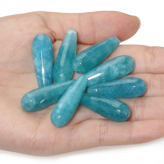 Bild von Stein ( Natur ) Zwischenperlen Spacer Tropfen Blau ca. 30mm x 10mm, 2 Stück