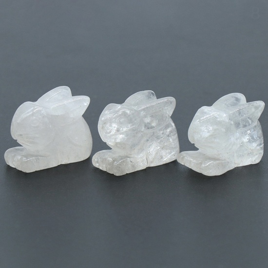 Bild von Quarz, Bergkristall (natürlich), Ostertag, Ornamente, Dekoration, Hase, Tier, transparent, klar, 25 mm x 18 mm, 1 Stück