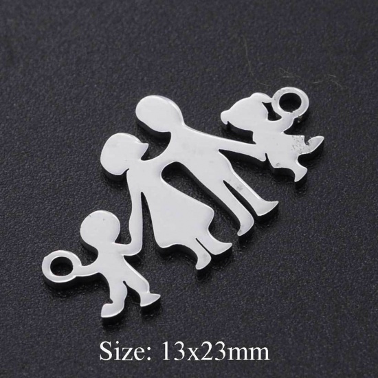 Bild von 201 Edelstahl Familien Schmuck Verbinder Eltern und Kind Silberfarbe 23mm x 13mm, 1 Stück