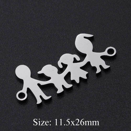 Bild von 201 Edelstahl Familien Schmuck Verbinder Eltern und Kind Silberfarbe 26mm x 11.5mm, 1 Stück