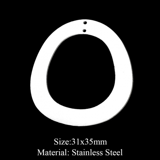 Bild von 201 Edelstahl Anhänger Ring Silberfarbe 35mm x 31mm, 1 Stück