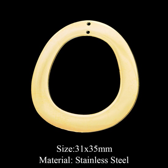 Bild von 201 Edelstahl Anhänger Ring Vergoldet 35mm x 31mm, 1 Stück