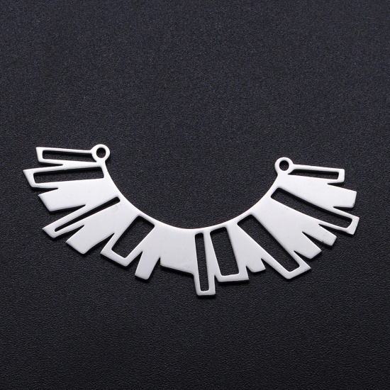 Picture of 201 Stainless Steel Connectors Silver Tone Arc Hollow 55mm x 23mm, 1 Piece