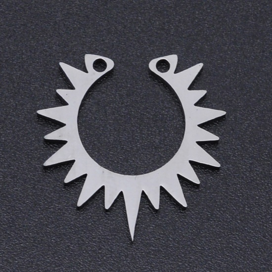 Picture of 201 Stainless Steel Connectors Silver Tone Sun 20mm x 19mm, 1 Piece