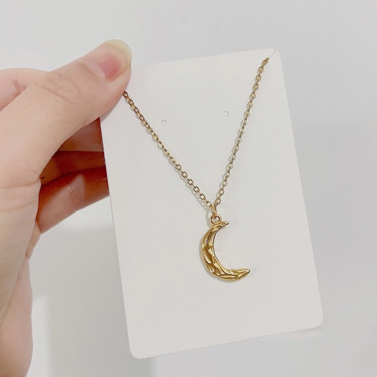 Picture of 304 Stainless Steel Galaxy Necklace Gold Plated Half Moon 40cm(15 6/8") long, 1 Piece