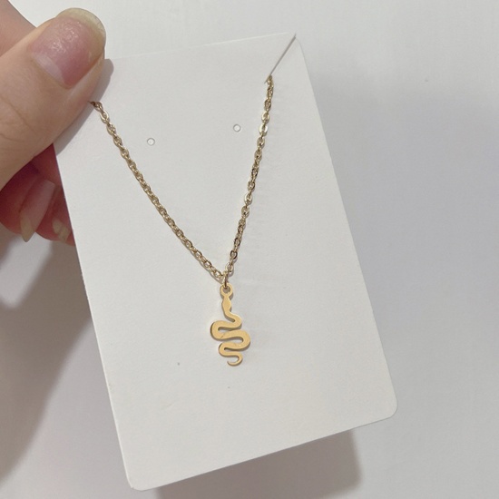 Imagen de 304 Acero Inoxidable Elegante Collares Chapado en Oro Serpiente 40cm longitud, 1 Unidad