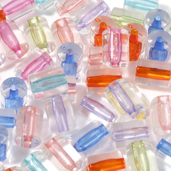 Picture of Acrylic Beads At Random Color Color-centered Cylinder About 10.5mm x 8mm, Hole: Approx 1.8mm, 200 PCs