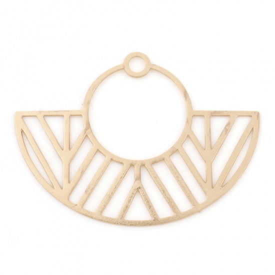 Picture of Iron Based Alloy Pendants KC Gold Plated Fan-shaped 3.1cm x 2.3cm, 20 PCs