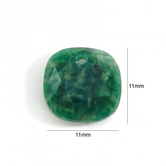 Imagen de Piedra ( Natural/teñido ) Colgantes Charms Verde Oscuro Cuadrado Sección 11mm x 11mm, 1 Unidad