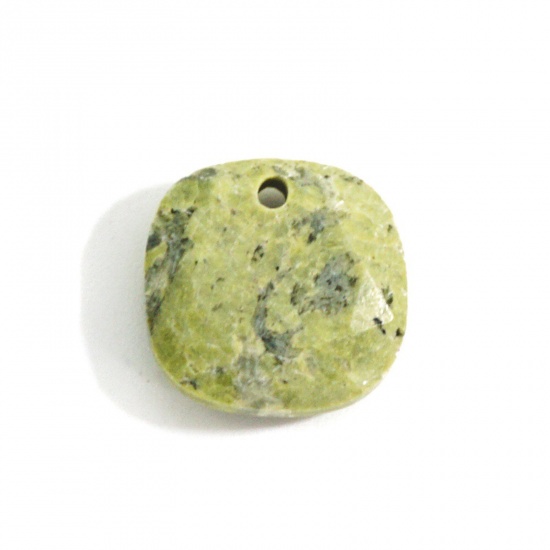 Imagen de Piedra ( Natural/teñido ) Colgantes Charms Hierba Verde Cuadrado Sección 11mm x 11mm, 1 Unidad