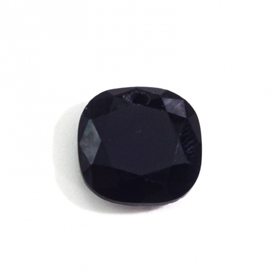 Imagen de Ágata Onyx Negra ( Natural/teñido ) Colgantes Charms Negro Cuadrado Sección 11mm x 11mm, 1 Unidad