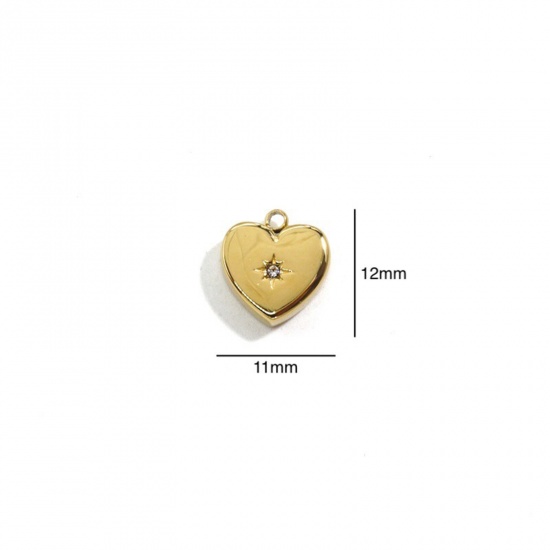 Immagine di 304 Acciaio Inossidabile Charms Cuore Oro Placcato 11mm x 12mm, 1 Pz