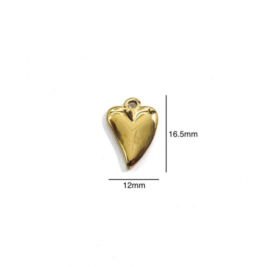 Immagine di 304 Acciaio Inossidabile Charms Cuore Oro Placcato 12mm x 16.5mm, 1 Pz
