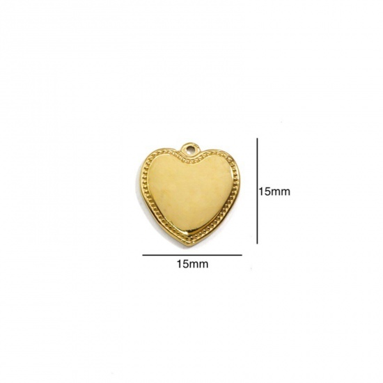 Immagine di 304 Acciaio Inossidabile Charms Cuore Oro Placcato 15mm x 15mm, 1 Pz